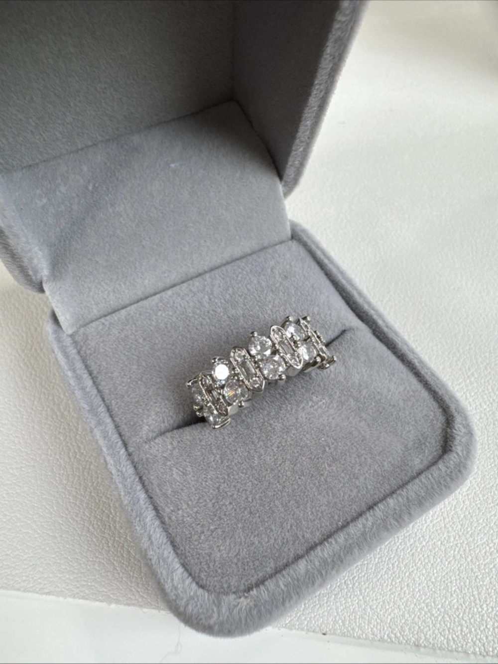 Marilyn Monroe™ Collection Baguette and Round Stone Band Size 5 Ring